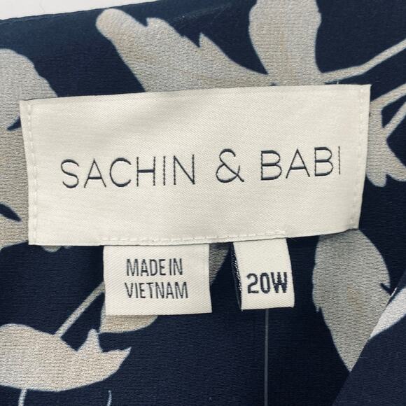 Sachin & Babi Jenny Gown Floral Maxi Dress V Neck Navy Venetia Petal NEW 20W - Picture 8 of 12